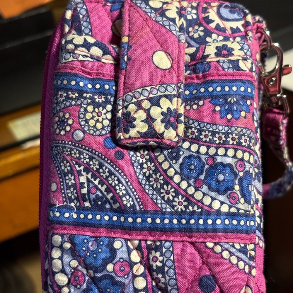 Vera Bradley Pink and Blue Crossbody Bag with Quilted Design